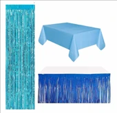 Mavi Masa Örtüsü, Lacivert Masa Eteği, Mavi Arka Fon thumbnail 1