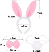 Tavşan Kostüm Seti Taç Papyon Kuyruk Pembe Renk (5358) thumbnail 1