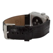 Apple Watch Uyumlu Deri Kordon 42-44-45mm Kroko Siyah thumbnail 3