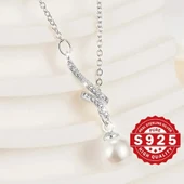 Daisy ayarlanabilir gümüş zincir inci detaylı 925 ayar gümüş kadın kolye thumbnail 1