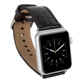 Apple Watch Uyumlu Deri Kordon 42-44-45mm Kroko Siyah thumbnail 2
