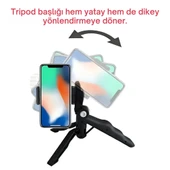ShopyTech 5i 1 Arada Mikrofonlu LED Işıklı Vlog Kiti Tabanca Tutuşlu Masaüstü Tripod & Selfie Stick|Telefon/Kamera Uyum thumbnail 7