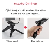 ShopyTech 5i 1 Arada Mikrofonlu LED Işıklı Vlog Kiti Tabanca Tutuşlu Masaüstü Tripod & Selfie Stick|Telefon/Kamera Uyum thumbnail 5