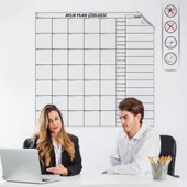 Aylık Planlayıcı Manyetik Duvar Stickerı Takvim Plan Çizelgesi - Ürün Boyutları: 110 cm x 100 cm thumbnail 2