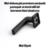 Oda Kapı Kolu Seti Kare Rozetli Sessiz Mekanizma Uyumlu Şık İç Kulp Takımı Mat Siyah Modern thumbnail 3