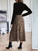 MDB Kadın Uzun Kollu Bisiklet Yaka Ithal Krep Bluz Alt Desenli Modal Midi Elbise thumbnail 3