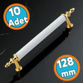 Metal Kulp Mobilya Çekmece Dolap Kapak Kulpu Dayanıklı Kulbu Kulpları 128 mm Gold Beyaz 10 Adet thumbnail 1