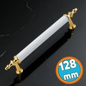 Metal Kulp Mobilya Çekmece Dolap Kapak Kulpu Dayanıklı Kulbu Kulpları 128 mm Gold Altın Beyaz thumbnail 1