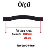 Metal Kulp Çekmece Kolu Kapak Kulpları Mobilya Kulpu Mutfak Dolabı Düz Siyah 320 mm thumbnail 2