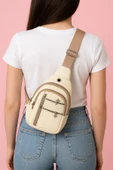 Bej Kanvas Mini Göğüs ve Sırt Çantası thumbnail 1