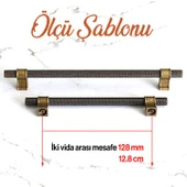 Antik Sarı Metal 128 mm Tırtıklı Desen Mobilya Mutfak Dolap Kulpu Kulbu Eskitme Kulpları thumbnail 2