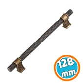 Antik Sarı Metal 128 mm Tırtıklı Desen Mobilya Mutfak Dolap Kulpu Kulbu Eskitme Kulpları thumbnail 1