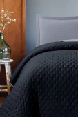 Varol Kapitoneli Çift Taraflı Yatak Örtüsü – 240x260 cm Siyah thumbnail 1