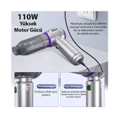 Ezere 17000PA Güçlü Dijital Göstergeli Vakumlu Kablosuz Üflemeli Mini Araç SÜPÜRGESI-(1903) - Gümüş thumbnail 4