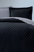 Varol Kapitoneli Çift Taraflı Yatak Örtüsü – 240x260 cm Siyah thumbnail 2