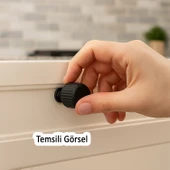 Siyah Tek Vidalı Çizgili Düğme Metal Kulp Çekmece Mobilya Mutfak Dolabı Dolap Kulbu Kulpları thumbnail 2