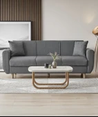 Flavia 3'lü Kanepe Salon, Oturma Odası Yataklı Bazalı Koyu Gri thumbnail 2