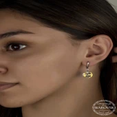 Swarovski Crystal Taşlı Gümüş Beyaz Sallantılı Kadın Küpe thumbnail 2