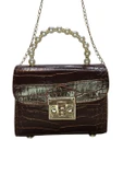 Vos Versa Kadın Gold Zincir Askılı El ve Omuz Çanta Krokodil Desenli thumbnail 4