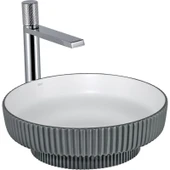 Lena E-W1501MGB Tezgah Üstü Lavabo Mat Gri & Beyaz thumbnail 1