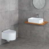 Lena E-W1004MB Tezgah Üstü Lavabo Mat Beyaz thumbnail 3