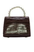 Vos Versa Kadın Gold Zincir Askılı El ve Omuz Çanta Krokodil Desenli thumbnail 3