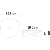 Lena Tezgah Üstü Lavabo (Mat Gri-Beyaz) E-W5002GB thumbnail 4