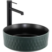 Lena Tezgah Üstü Lavabo (Mat Yeşil-Siyah) E-W5001YS thumbnail 1