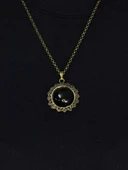 Doğal Taş Oniks Doğal Taşlı Desenli Otantik Kadın Kolye 45 Cm Zincirli euk28o thumbnail 2