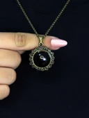 Doğal Taş Oniks Doğal Taşlı Desenli Otantik Kadın Kolye 45 Cm Zincirli euk28o thumbnail 1