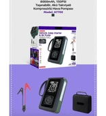 Çantalı 8000mAh 150 PSI Akü Takviyeli Oto Bisiklet Motosiklet Hava Kompresörü Lastik Şişirme Pompası thumbnail 1