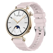 Sneezy Huawei Watch GT4 41mm İle Uyumlu SoftFlex Metal Tokalı Spor Silikon Akıllı Saat Kordonu  Pudra thumbnail 1