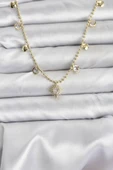 Zirkon Taşlı Kutup Yıldızı Model Pirinç Gold Renk Kadın Kolye - EBJ251115W38378 thumbnail 1
