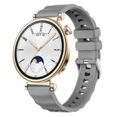 Sneezy Huawei Watch GT4 41mm İle Uyumlu SoftFlex Metal Tokalı Spor Silikon Akıllı Saat Kordonu  Koyu Gri thumbnail 1