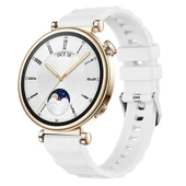 Sneezy Huawei Watch GT4 41mm İle Uyumlu SoftFlex Metal Tokalı Spor Silikon Akıllı Saat Kordonu  Beyaz thumbnail 1