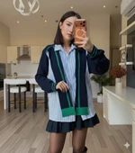 Cemo Spor Şık Bisiklet Yaka Katmanlı Gömlek Süveter Yelek thumbnail 3