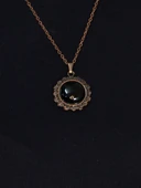 Doğal Taş Oniks Doğal Taşlı Desenli Otantik Kadın Kolye 45 Cm Zincirli Bakır Rengi euk28o2 thumbnail 2