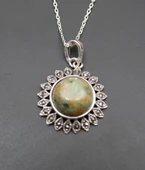 925 Ayar Gümüş Oltu Zümrütü Kadın Kolye skü000147 thumbnail 2