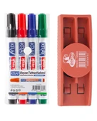 Kraf Doldurulabilir Beyaz Tahta Kalemi 4lü ve Panda Mıknatıslı Yazı Tahtası Silgisi Set thumbnail 1