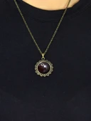 Doğal Taş Akik Doğal Taşlı Desenli Otantik Kadın Kolye 45 Cm Zincirli euk28a thumbnail 3