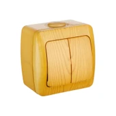 4 Adet Sıva Üstü Kayın Ahşap Renkli Komütatör İkili Anahtar Alsu / Elbi thumbnail 1