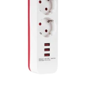 S-link SPG403U 1.5m 1.5mm 100% Bakır 750 Joule 3 Usb 5V2.4A 4lü Anahtarlı Akım Korumalı Priz - 16637 thumbnail 4