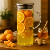 Dekorasyaa Borosilikat Cam Sürahi Metal Kapaklı 1500ml thumbnail 1