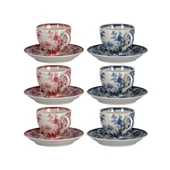 Lucky Art Florantine 6Li Ayakli Kahve Fincani Seti KırmızıMavi 100 cc thumbnail 1