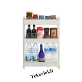 Slim Organizer 3 Katlı Plastik Banyo / Mutfak Düzenleyici Raf – Beyaz (49,5 × 14 × 80 cm) thumbnail 5