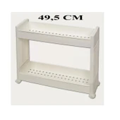 Slim Organizer 2 Katlı Plastik Banyo / Mutfak Düzenleyici Raf – Beyaz (49,5 × 14 × 45 cm) thumbnail 2