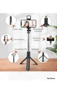 Led Işıklı Tripod Selfie Çubuğu Kablosuz Bluetooth Ile Uzaktan Kumanda ULS1001 thumbnail 5