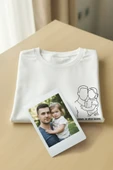 Çizgisel Kişiye Özel Fotoğraf Çizim Baskılı T-Shirt thumbnail 1
