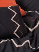 Cotton Box Puf Nakışlı Ranforce Çift Kişilik Nevresim Takımı Mirely Siyah Kiremit thumbnail 3