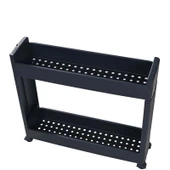 Slim Organizer 2 Katlı Plastik Banyo / Mutfak Düzenleyici Raf – Antrasit (49,5 × 14 × 45 cm) thumbnail 1